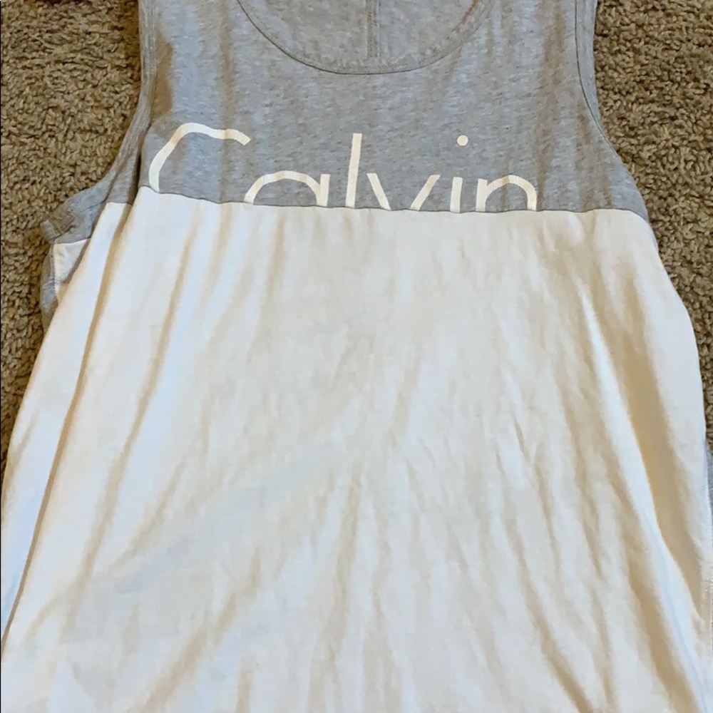 Calvin Klein white & gray tank top